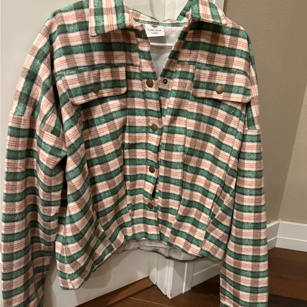 Like Love Women's Green Plaid Jacket